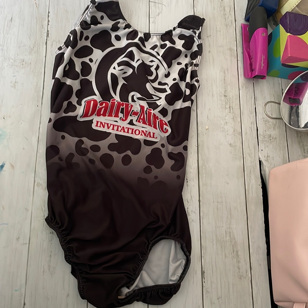 Open back leotard from gymnastics meet